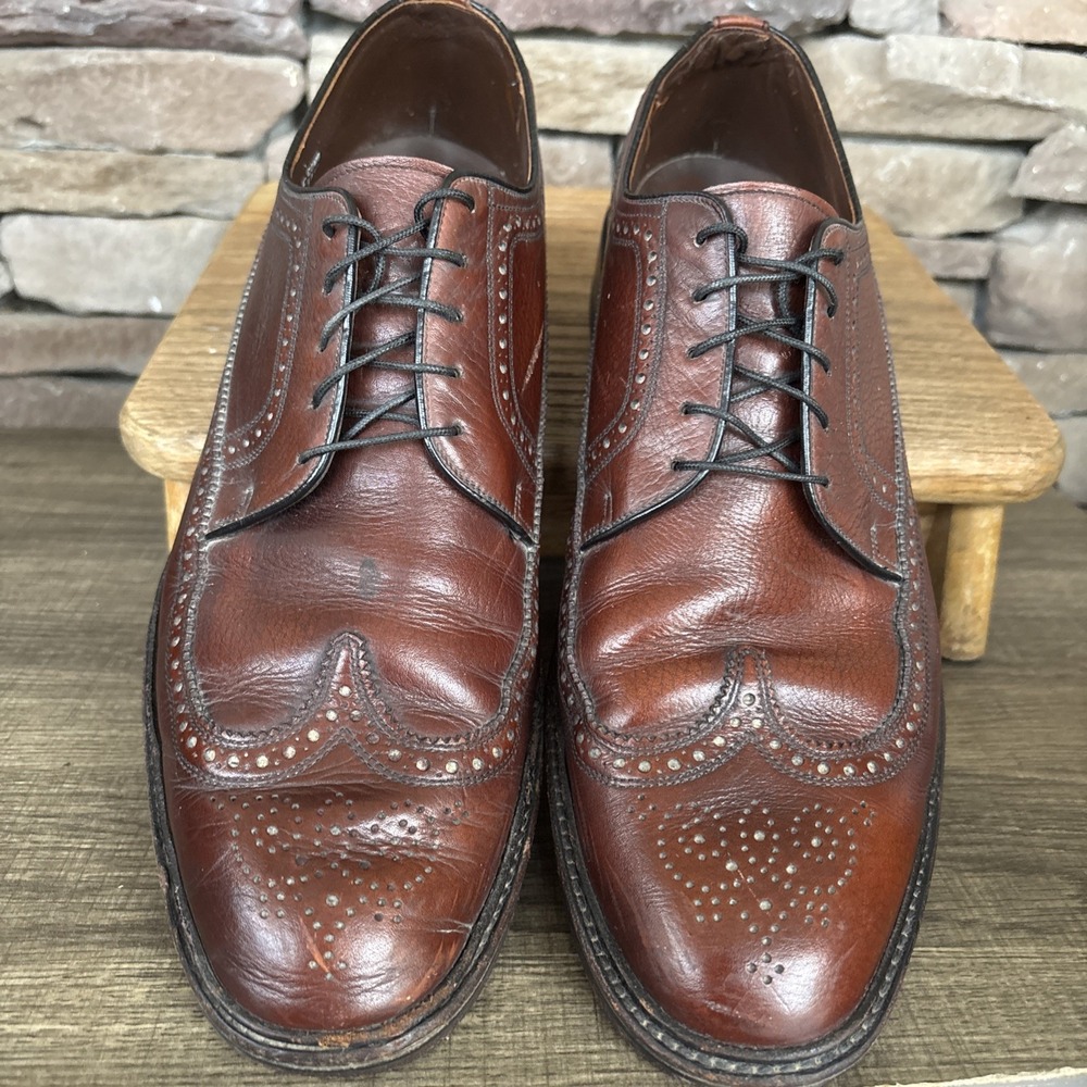 Sears Vintage Shoes Mens 12 B Easy Flex Wingtip Oxford Lace Up 70127 Leather